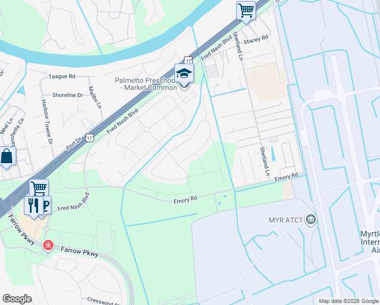 map of restaurants, bars, coffee shops, grocery stores, and more near 2873 Stellar Loop in Myrtle Beach