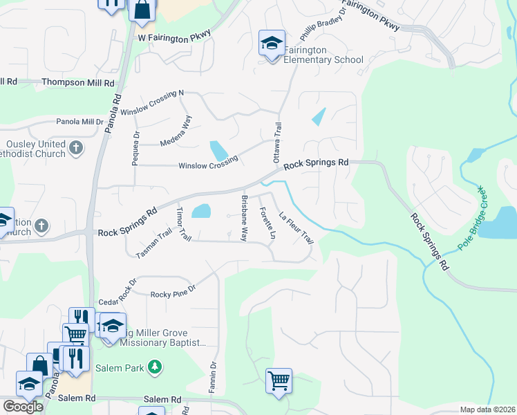 map of restaurants, bars, coffee shops, grocery stores, and more near 3251 Forette Lane in Stonecrest