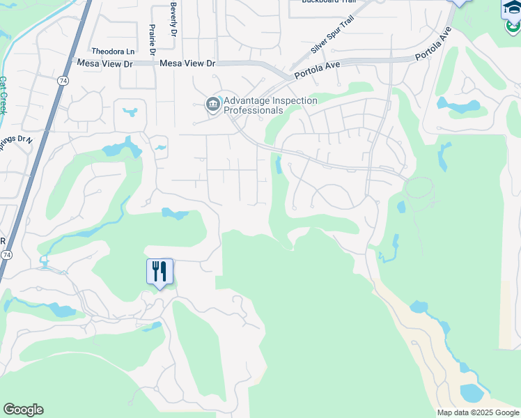 map of restaurants, bars, coffee shops, grocery stores, and more near 49340 Sunrose Lane in Palm Desert