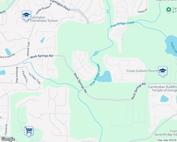 map of restaurants, bars, coffee shops, grocery stores, and more near 3386 Pennington Drive in Stonecrest