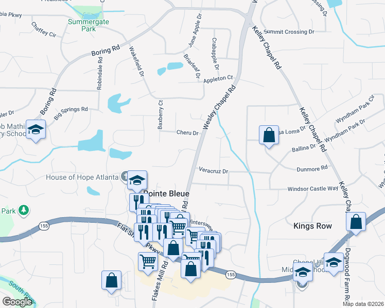 map of restaurants, bars, coffee shops, grocery stores, and more near 3957 Artist View Drive in Decatur