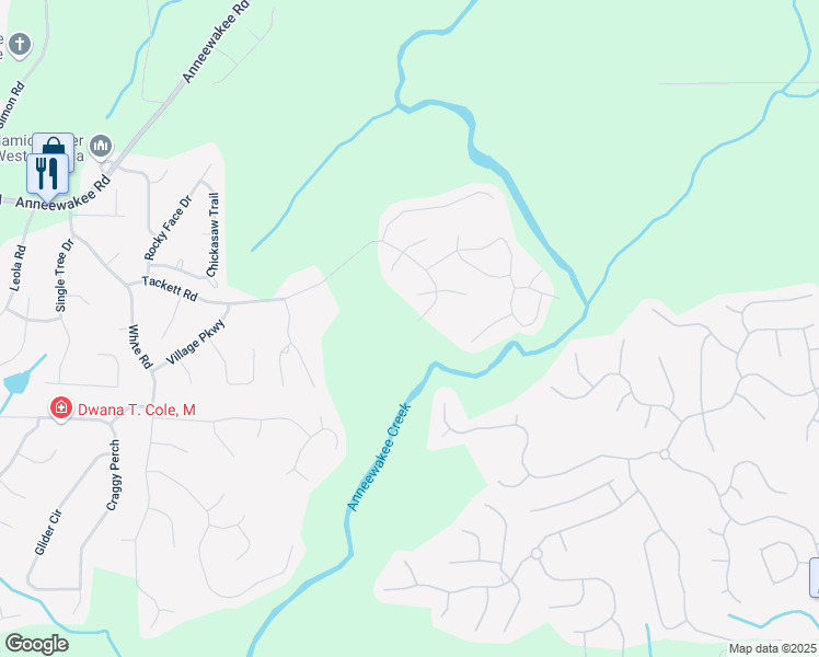 map of restaurants, bars, coffee shops, grocery stores, and more near 3175 Tackett Road in Douglasville