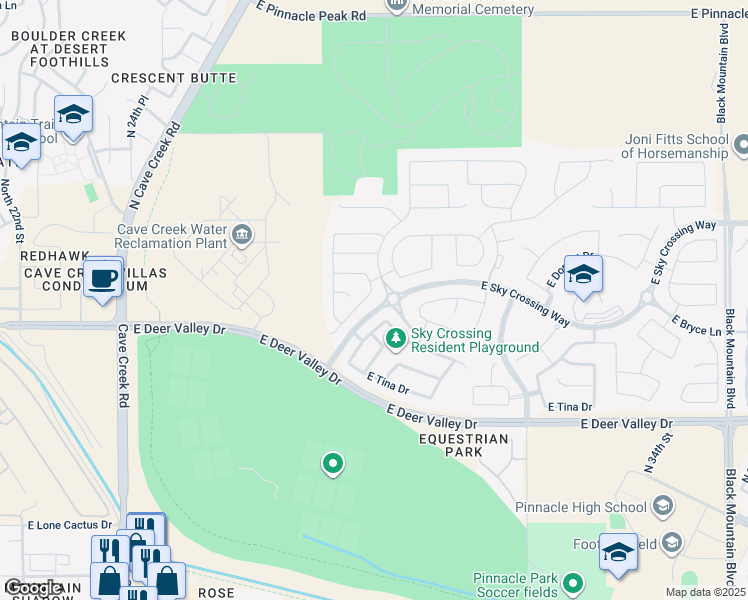 map of restaurants, bars, coffee shops, grocery stores, and more near 2859 East Los Gatos Drive in Phoenix