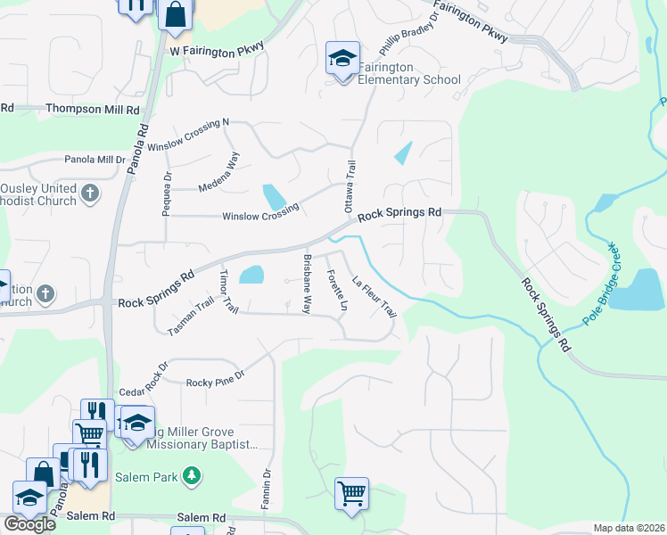 map of restaurants, bars, coffee shops, grocery stores, and more near 3252 Forette Lane in Stonecrest