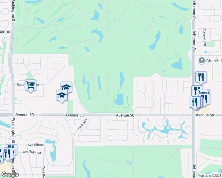 map of restaurants, bars, coffee shops, grocery stores, and more near 49592 Vía Conquistador in La Quinta
