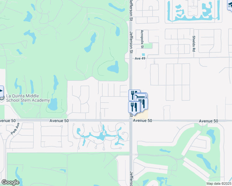 map of restaurants, bars, coffee shops, grocery stores, and more near 49560 Loren Court in La Quinta