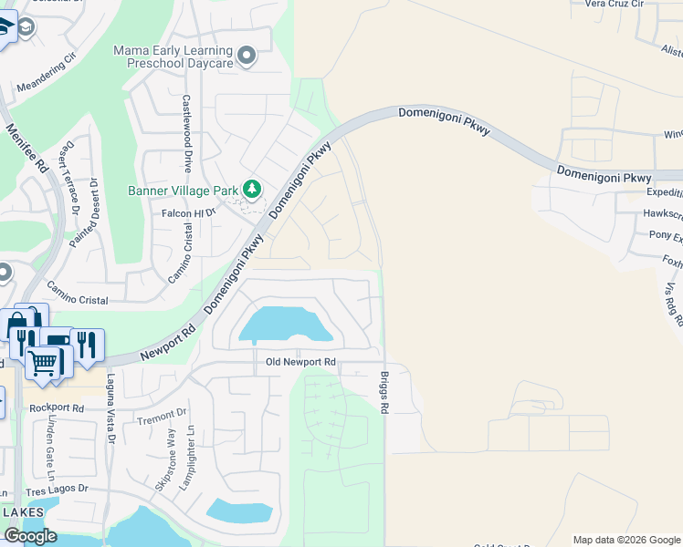 map of restaurants, bars, coffee shops, grocery stores, and more near 29880 Cottonwood Cove in Menifee