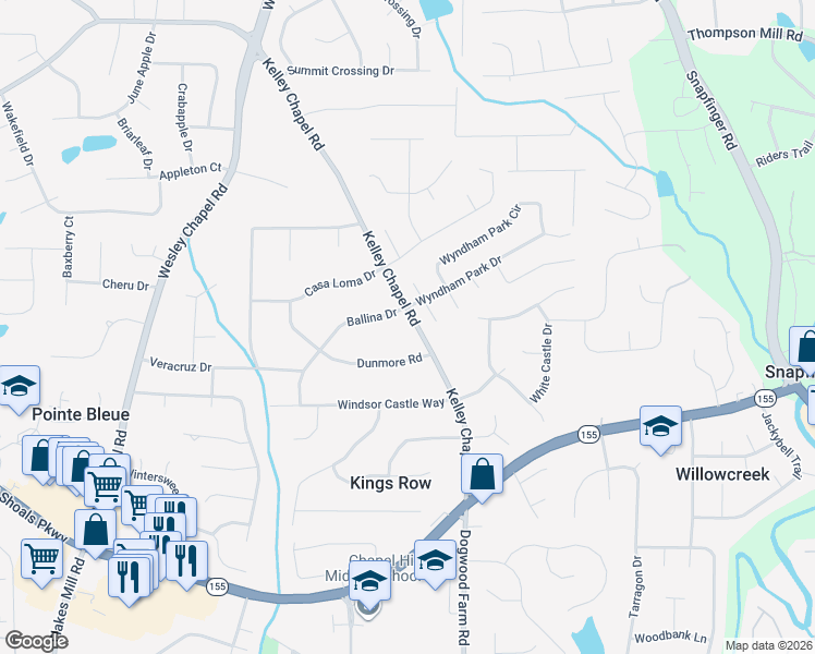 map of restaurants, bars, coffee shops, grocery stores, and more near 3249 Kelley Chapel Road in Decatur