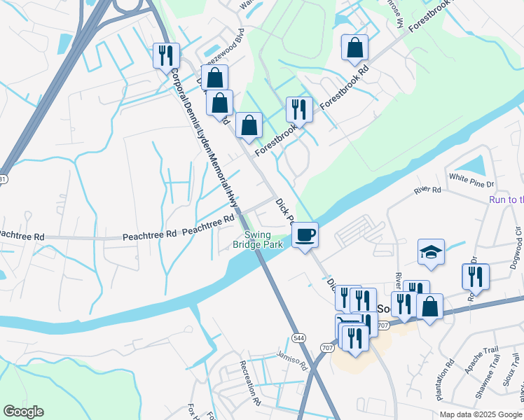 map of restaurants, bars, coffee shops, grocery stores, and more near 205 Kenzie Court in Myrtle Beach