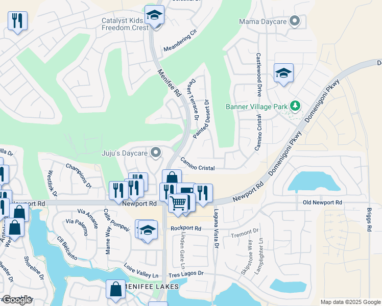map of restaurants, bars, coffee shops, grocery stores, and more near 29790 Painted Desert Drive in Menifee