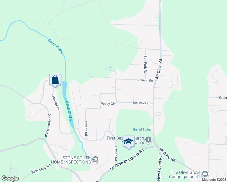 map of restaurants, bars, coffee shops, grocery stores, and more near 6350 Swann Road in Mount Olive
