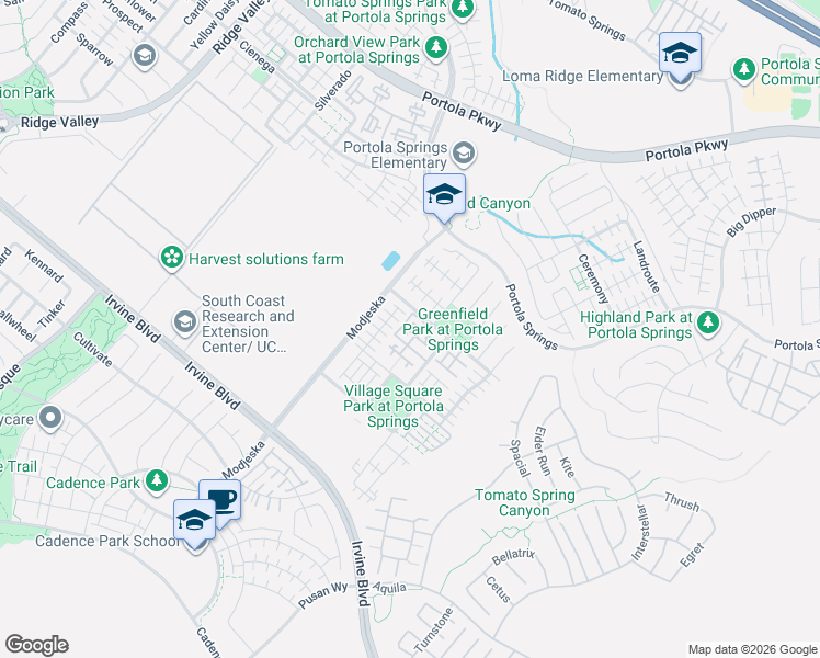 map of restaurants, bars, coffee shops, grocery stores, and more near 318 Trailblaze in Irvine