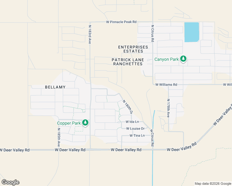 map of restaurants, bars, coffee shops, grocery stores, and more near 18138 West Robin Lane in Surprise