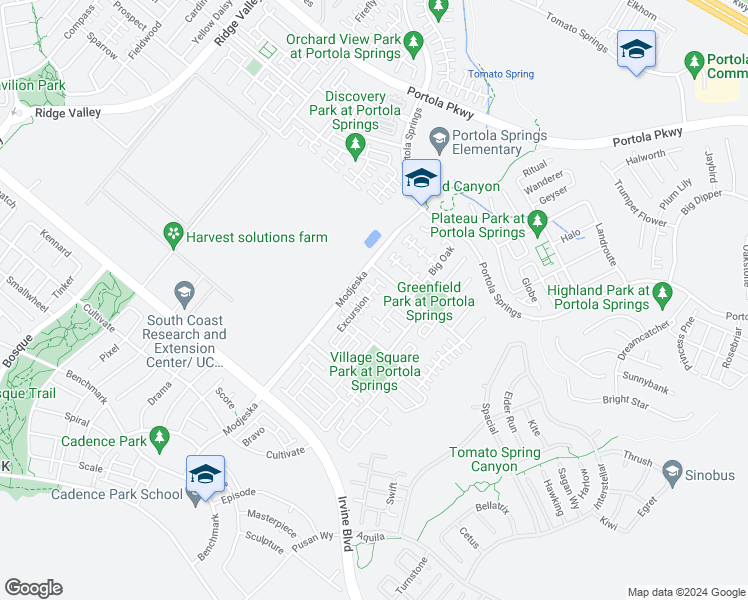 map of restaurants, bars, coffee shops, grocery stores, and more near 122 Excursion in Irvine