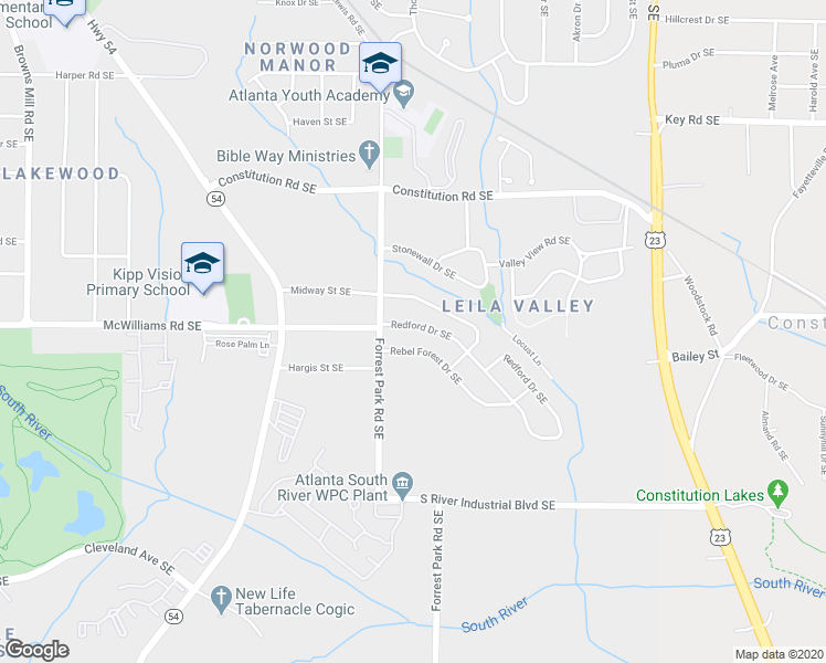 map of restaurants, bars, coffee shops, grocery stores, and more near 945 Redford Drive Southeast in Atlanta