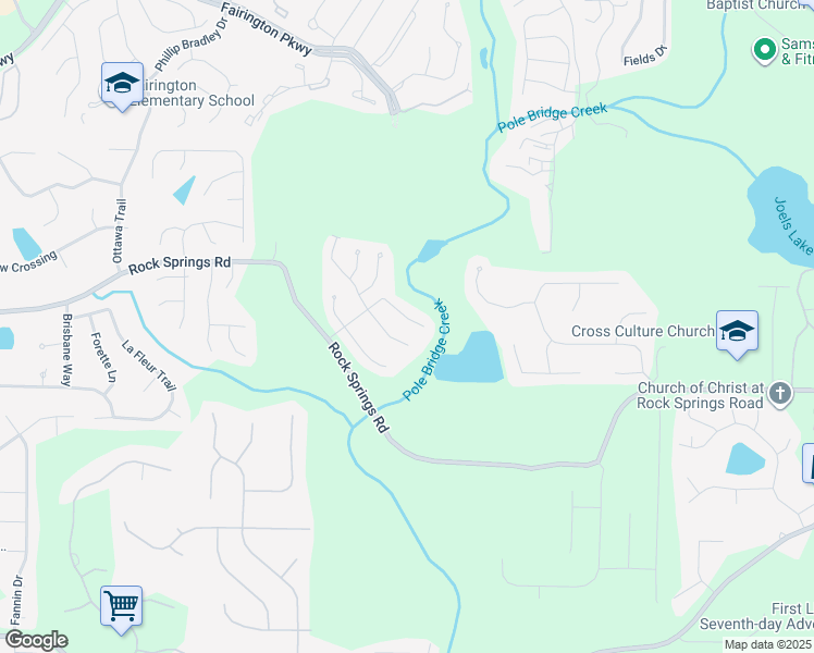 map of restaurants, bars, coffee shops, grocery stores, and more near 3386 Pennington Drive in Stonecrest