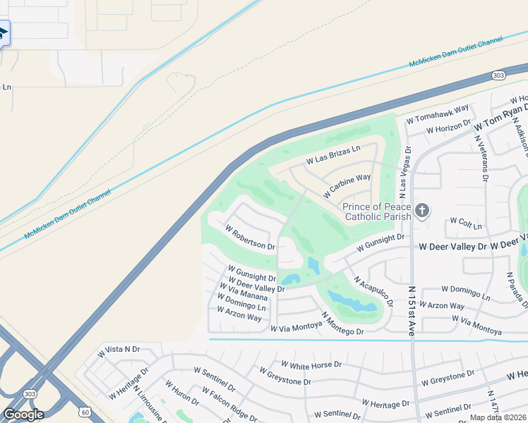 map of restaurants, bars, coffee shops, grocery stores, and more near 15334 West Black Gold Lane in Sun City West