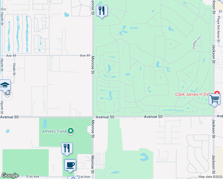 map of restaurants, bars, coffee shops, grocery stores, and more near 82293 Travolta Avenue in Indio