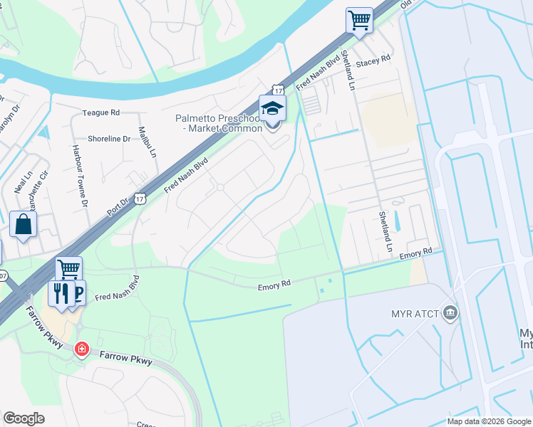 map of restaurants, bars, coffee shops, grocery stores, and more near 2873 Stellar Loop in Myrtle Beach
