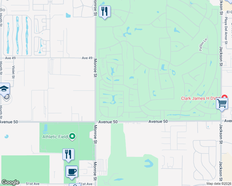map of restaurants, bars, coffee shops, grocery stores, and more near 82237 Travolta Avenue in Indio