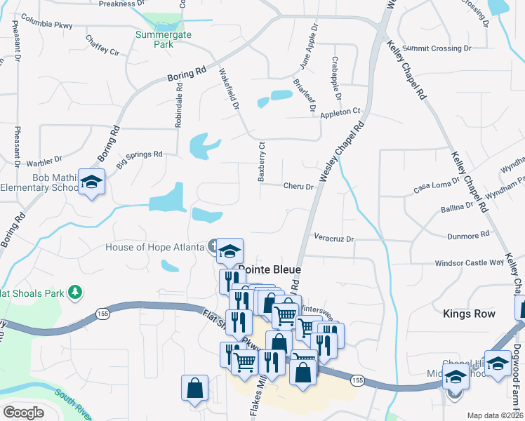 map of restaurants, bars, coffee shops, grocery stores, and more near 3246 Baxberry Court in Decatur