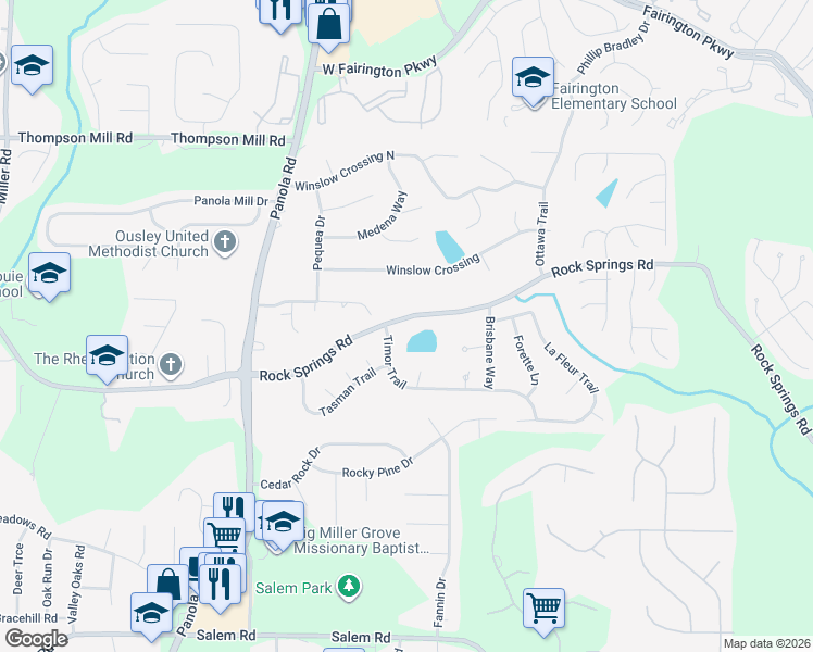 map of restaurants, bars, coffee shops, grocery stores, and more near 5525 Rock Springs Road in Stonecrest