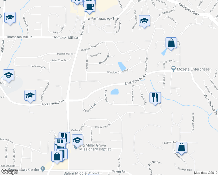 map of restaurants, bars, coffee shops, grocery stores, and more near 5525 Rock Springs Road in Stonecrest