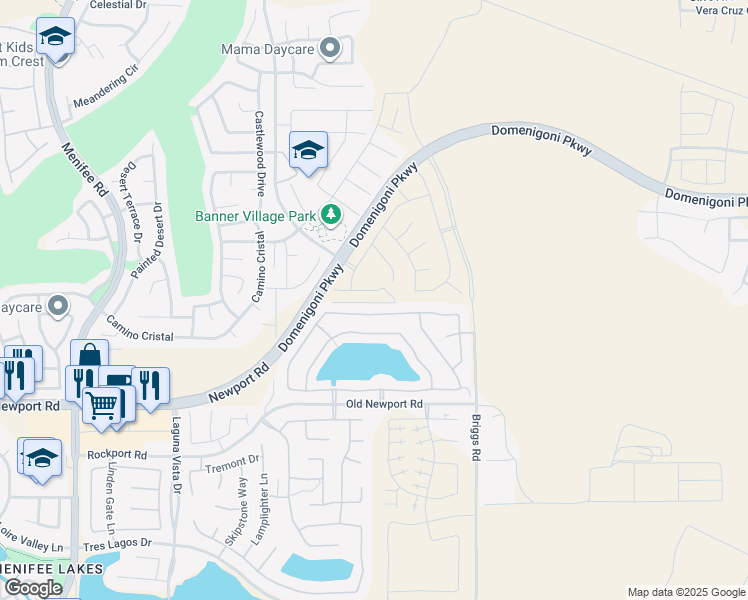 map of restaurants, bars, coffee shops, grocery stores, and more near 29745 Courage Court in Menifee