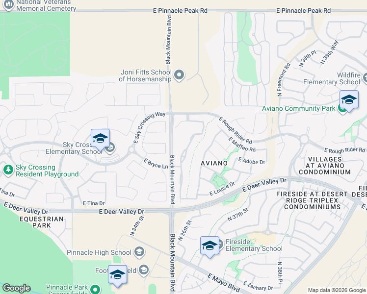 map of restaurants, bars, coffee shops, grocery stores, and more near 22220 North 36th Street in Phoenix