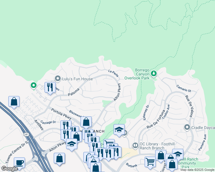 map of restaurants, bars, coffee shops, grocery stores, and more near 10 Sierra Blanco in Lake Forest