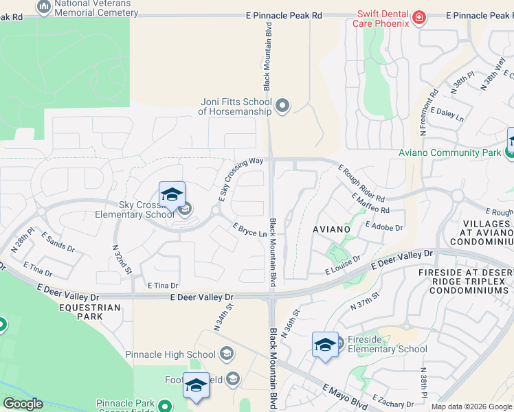 map of restaurants, bars, coffee shops, grocery stores, and more near 3521 East Adobe Drive in Phoenix