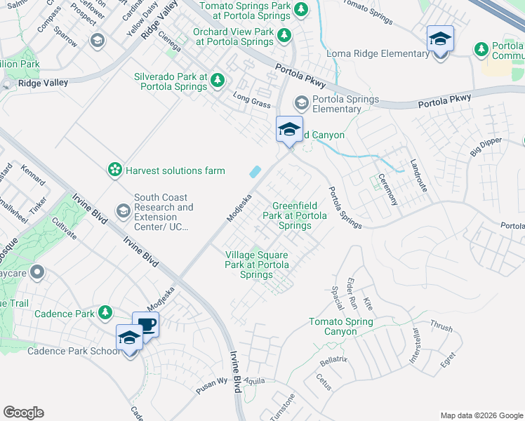 map of restaurants, bars, coffee shops, grocery stores, and more near 402 Trailblaze in Irvine