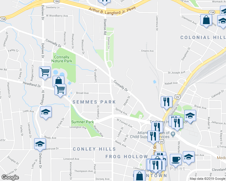 map of restaurants, bars, coffee shops, grocery stores, and more near 2276 Connally Place in East Point