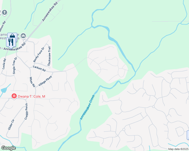 map of restaurants, bars, coffee shops, grocery stores, and more near 3185 Tackett Road in Douglasville