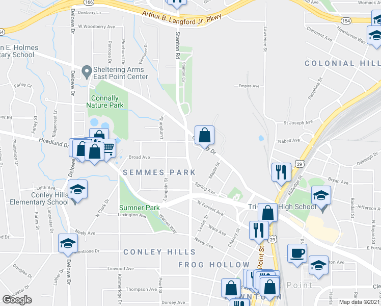 map of restaurants, bars, coffee shops, grocery stores, and more near 2276 Connally Place in East Point