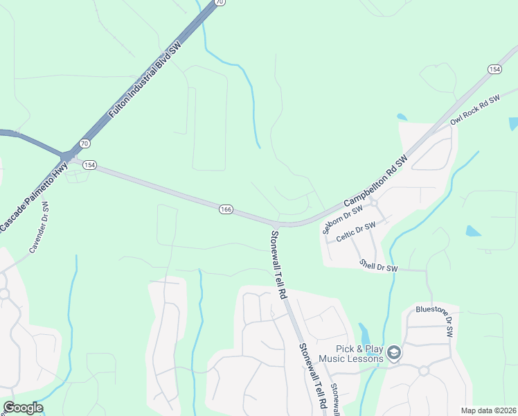 map of restaurants, bars, coffee shops, grocery stores, and more near 6573 Campbellton Road Southwest in Atlanta