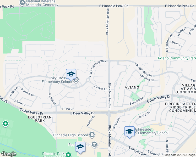 map of restaurants, bars, coffee shops, grocery stores, and more near 3521 East Adobe Drive in Phoenix