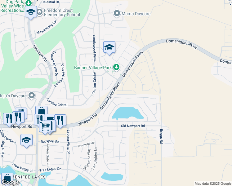 map of restaurants, bars, coffee shops, grocery stores, and more near 29655 Courage Court in Menifee
