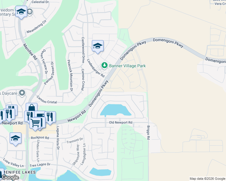 map of restaurants, bars, coffee shops, grocery stores, and more near 29715 Courage Court in Menifee