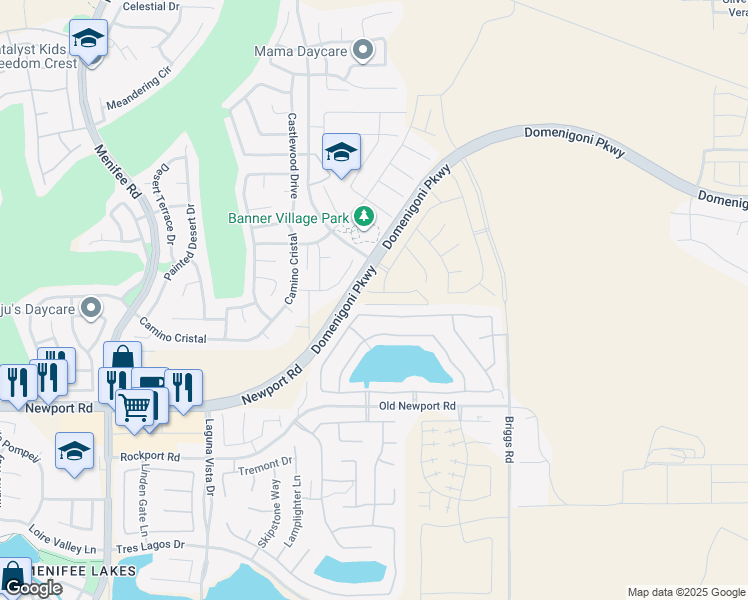 map of restaurants, bars, coffee shops, grocery stores, and more near 29675 Courage Court in Menifee