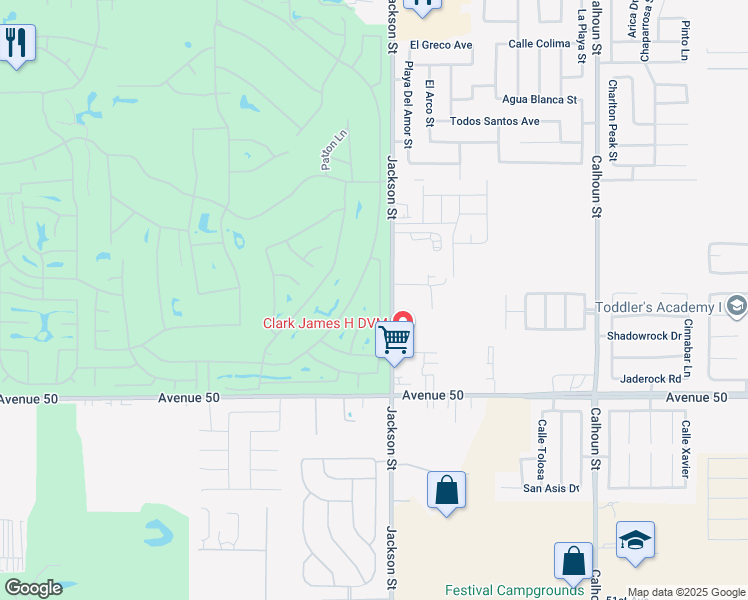 map of restaurants, bars, coffee shops, grocery stores, and more near 49549 Lewis Road in Indio