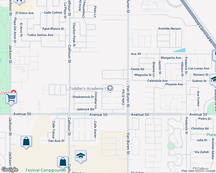 map of restaurants, bars, coffee shops, grocery stores, and more near 83805 Avenida La Luna in Coachella