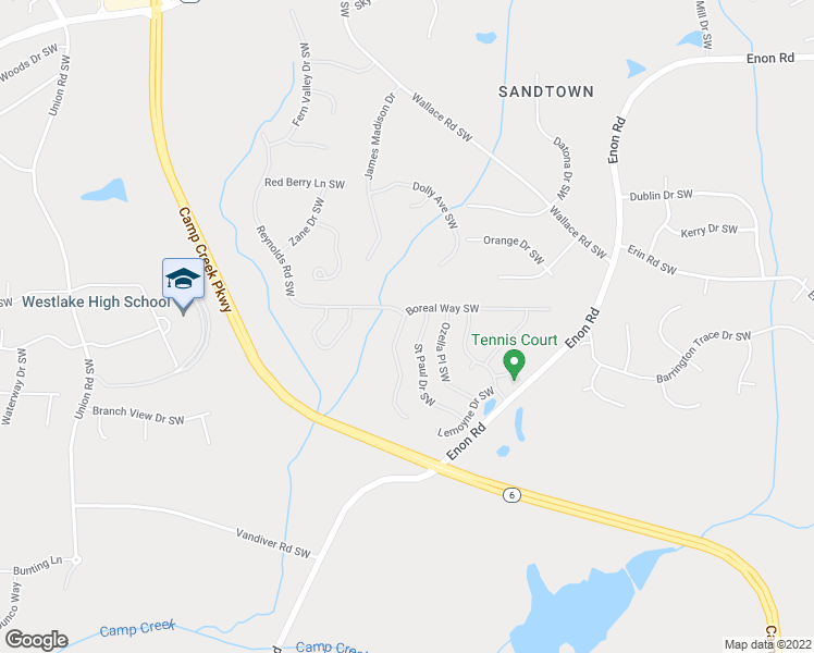 map of restaurants, bars, coffee shops, grocery stores, and more near 2559 Saint Paul Drive Southwest in Atlanta