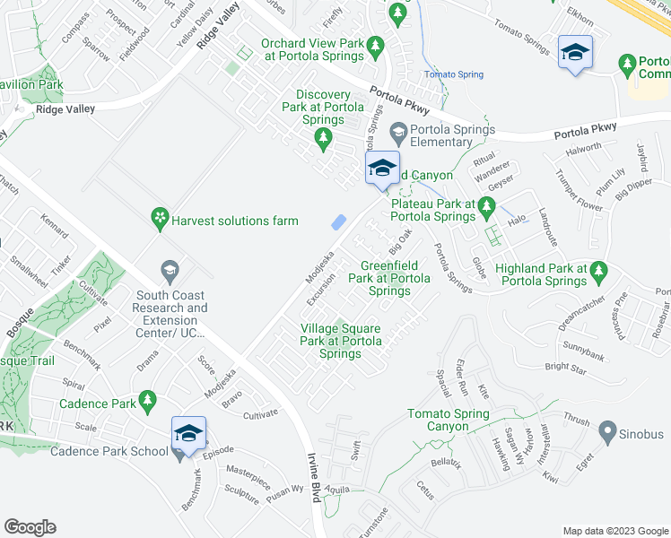 map of restaurants, bars, coffee shops, grocery stores, and more near 121 Excursion in Irvine