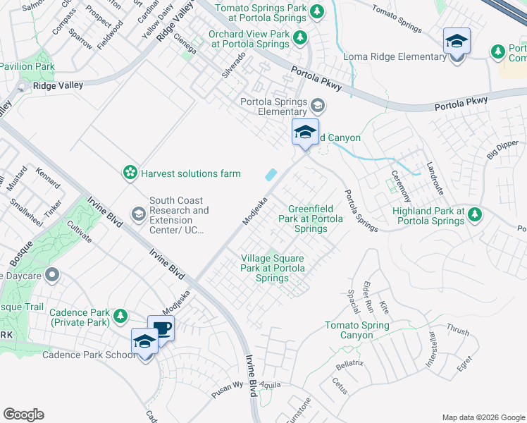 map of restaurants, bars, coffee shops, grocery stores, and more near 121 Excursion in Irvine
