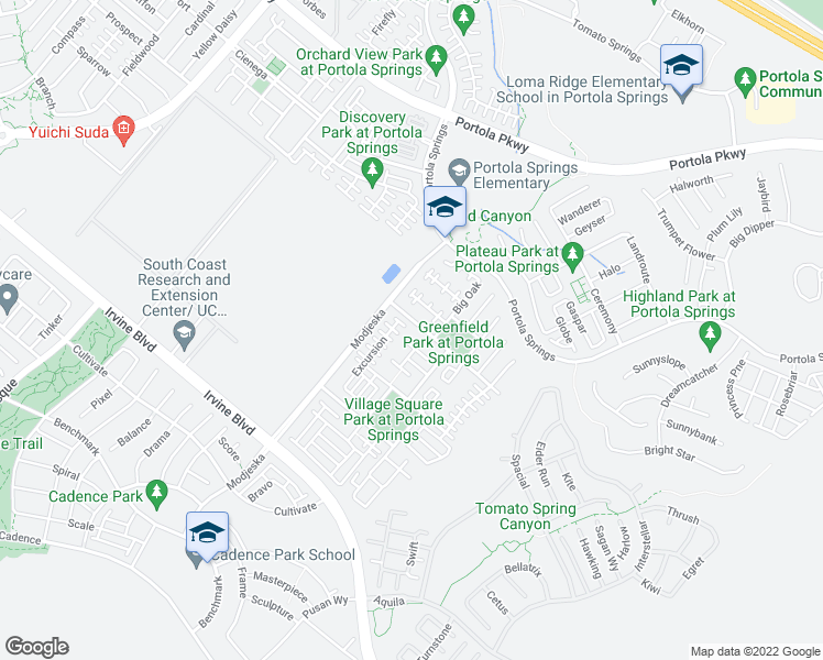 map of restaurants, bars, coffee shops, grocery stores, and more near 404 Trailblaze in Irvine