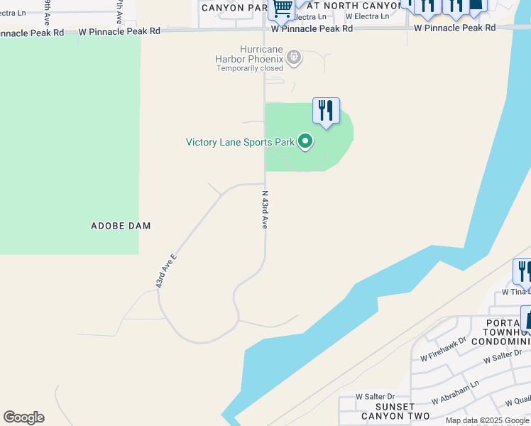 map of restaurants, bars, coffee shops, grocery stores, and more near 22602 North 43rd Avenue in Glendale