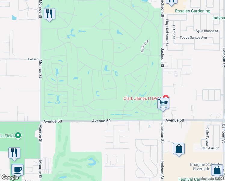 map of restaurants, bars, coffee shops, grocery stores, and more near 49574 Sherman Drive in Indio