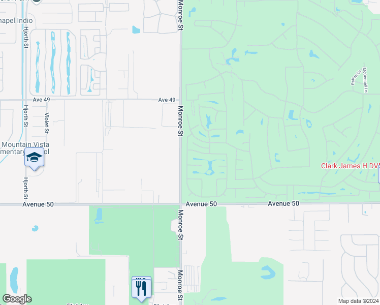 map of restaurants, bars, coffee shops, grocery stores, and more near 49528 Pacino Street in Indio