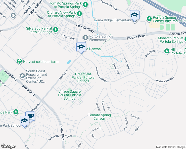 map of restaurants, bars, coffee shops, grocery stores, and more near 120 Briar Rose in Trabuco Canyon